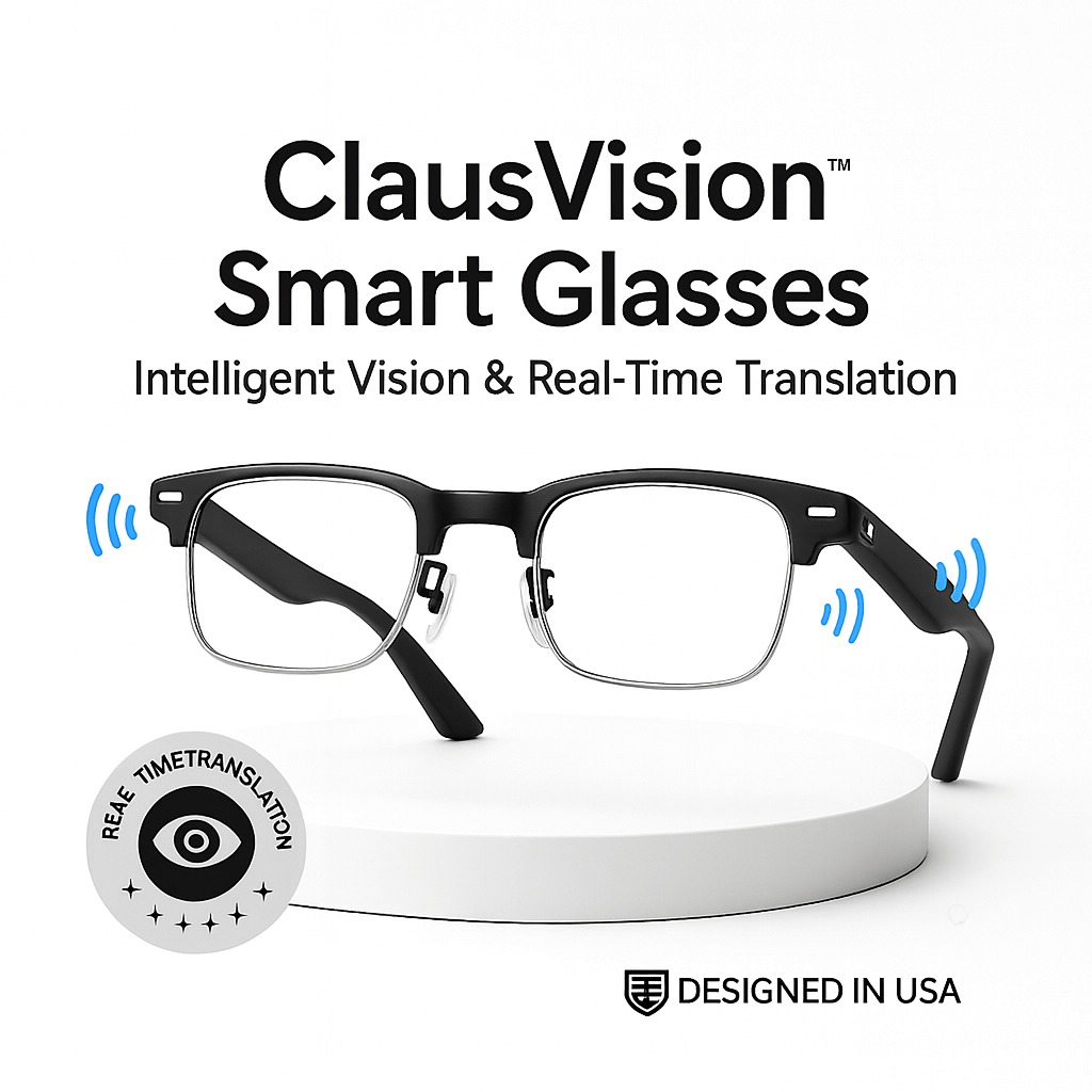 ClausVision™ IA Smart Glasses — Intelligent Vision & Real-Time Translation